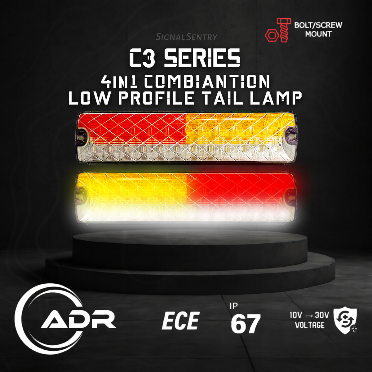 C3 Heavy Duty Low Profile 6 LED Combination Tail/Stop/Indicator/Reverse Rear Signal Lamp (2 Pack)
