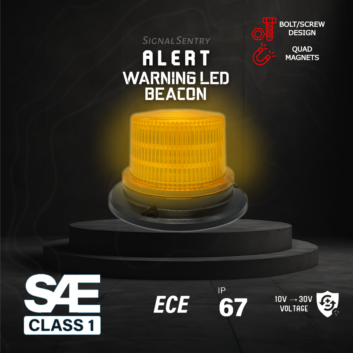 Advent Alert SAE ECE LED Amber Warning Beacon