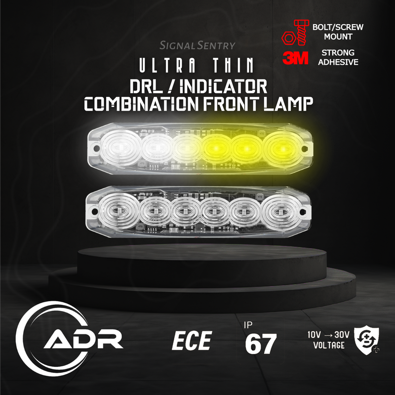 Ultra Thin Low Profile 6 LED DRL/Reverse Indicator Front/Rear Lamp (2 Pack)