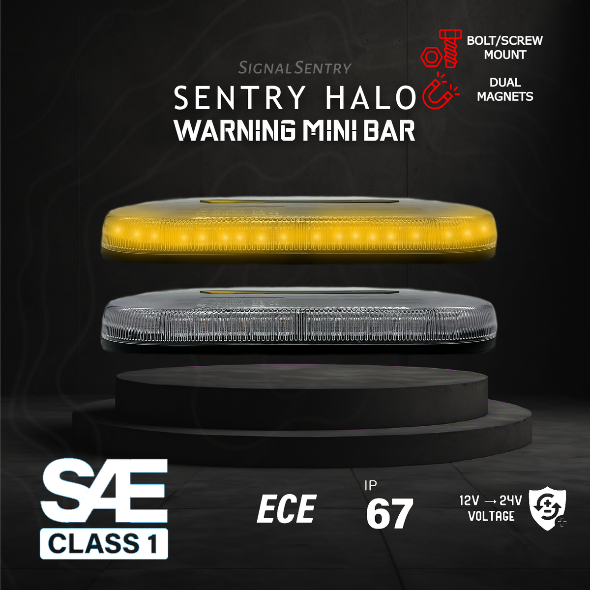 SENTRY Halo Low-Profile Amber SAE ECE LED Warning Lightbar