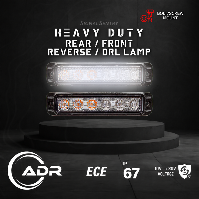 Heavy Duty Low Profile 6 LED White Reverse/DRL Front/Rear Lamp (2 Pack)
