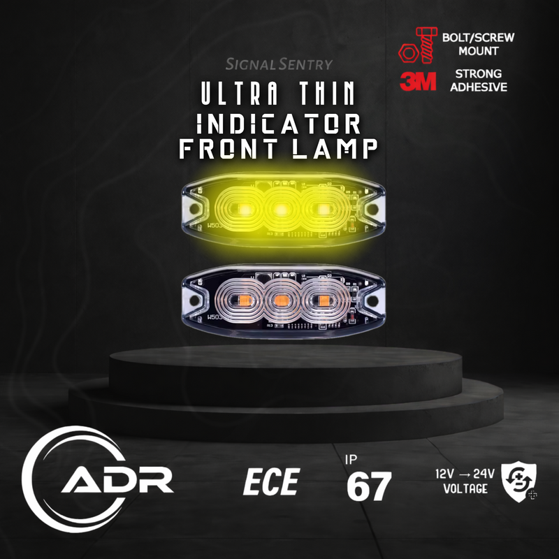 Ultra Thin Low Profile 3 LED Amber Indicator Front/Side/Rear Lamp (2 Pack)