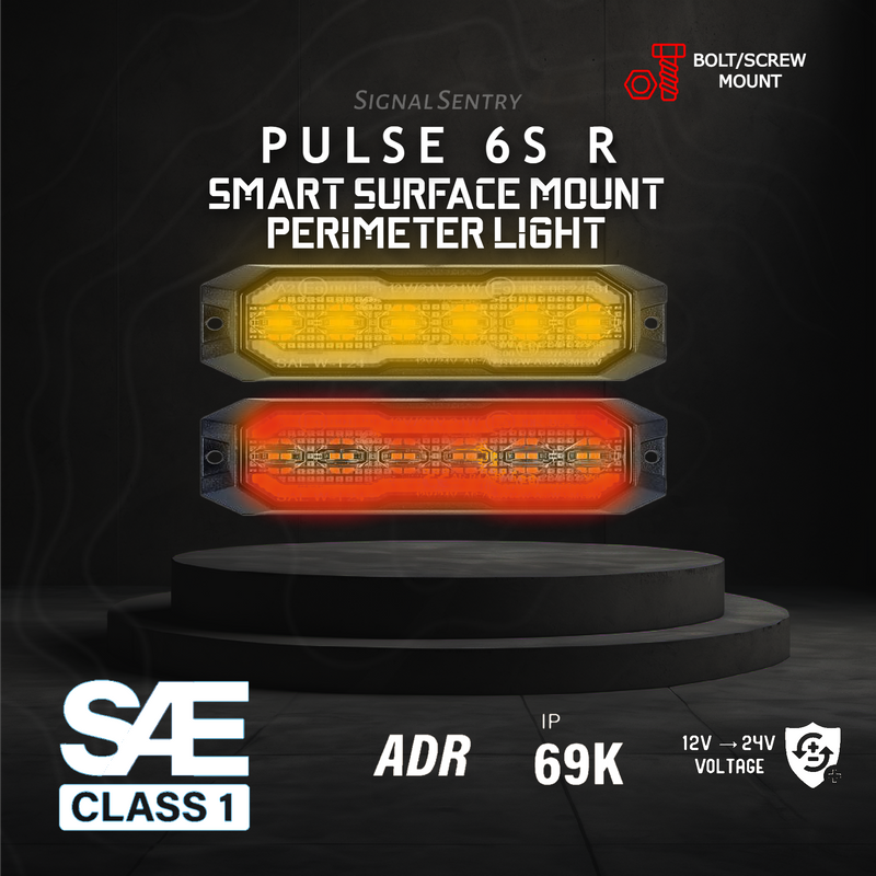 SENTRY Pulse 6S 6 LED Dual Function SAE ECE Amber Surface Warning Light with Red Marker