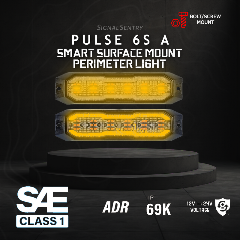 SENTRY Pulse 6S 6 LED Dual Function SAE ECE Amber Surface Warning Light with Amber Marker