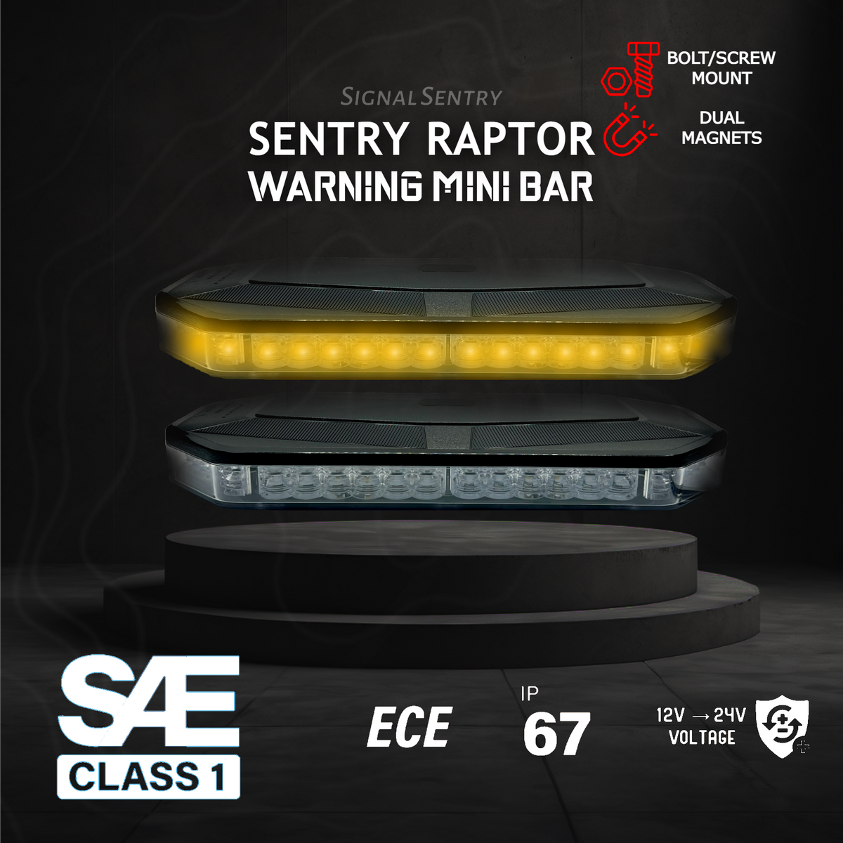 SENTRY Raptor Low-Profile Amber SAE ECE LED Warning Lightbar