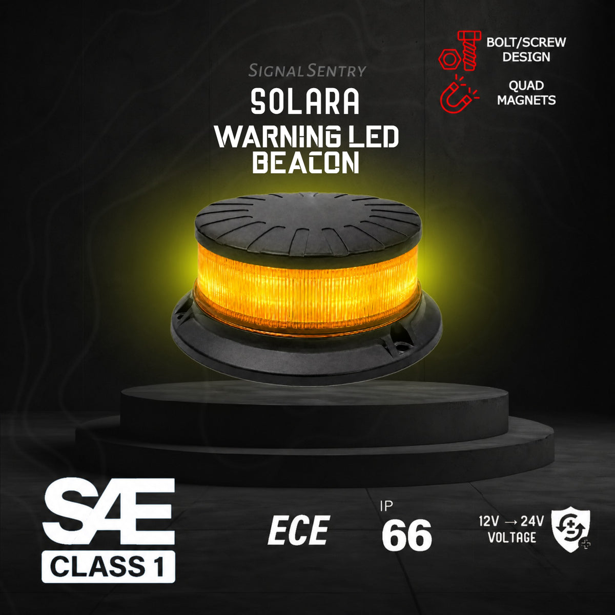 Solara Low-Profile ECE LED Amber Warning Beacon